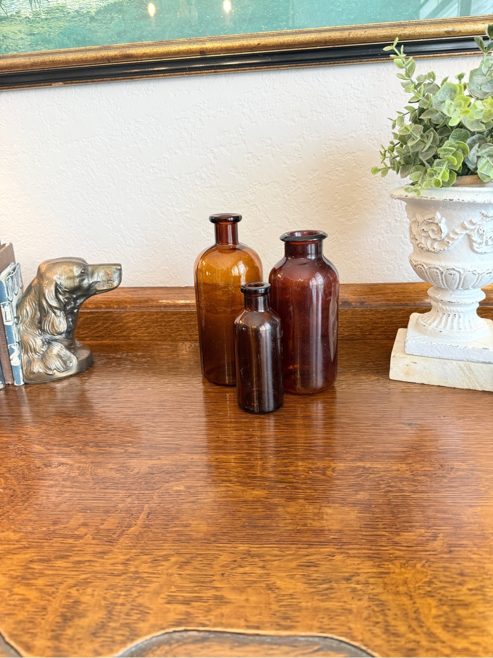 Antique Amber Glass Apothecary Bottle Trio - Picture 15 of 17